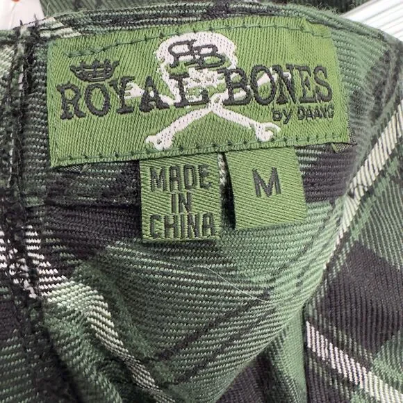 Royal Bones Hot Topic Tartan Plaid Skirt M Green Suspenders School Girl Y2K NEW - Picture 4 of 10